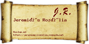 Jeremiás Rozália névjegykártya